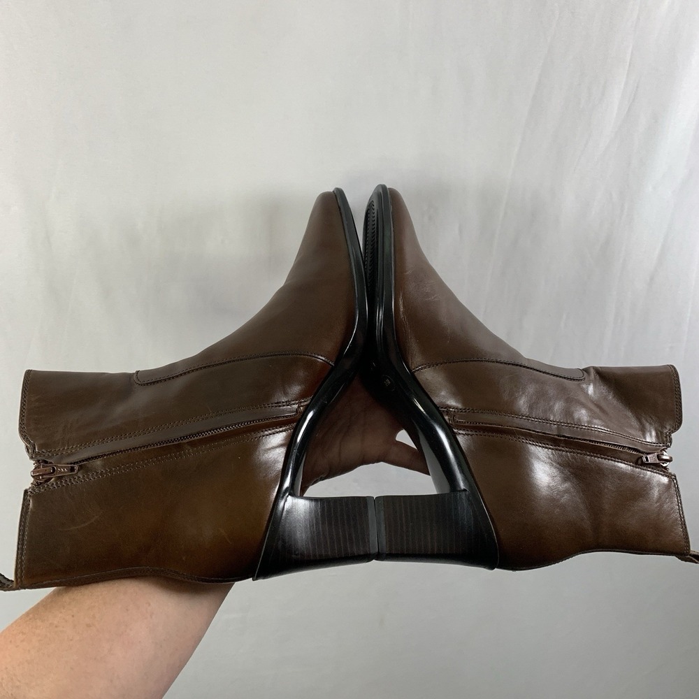 Antonio Melani Womens Leather Heeled Boots 9.5 M Brown Y2K Minimalist Euro Chic - Picture 7 of 14